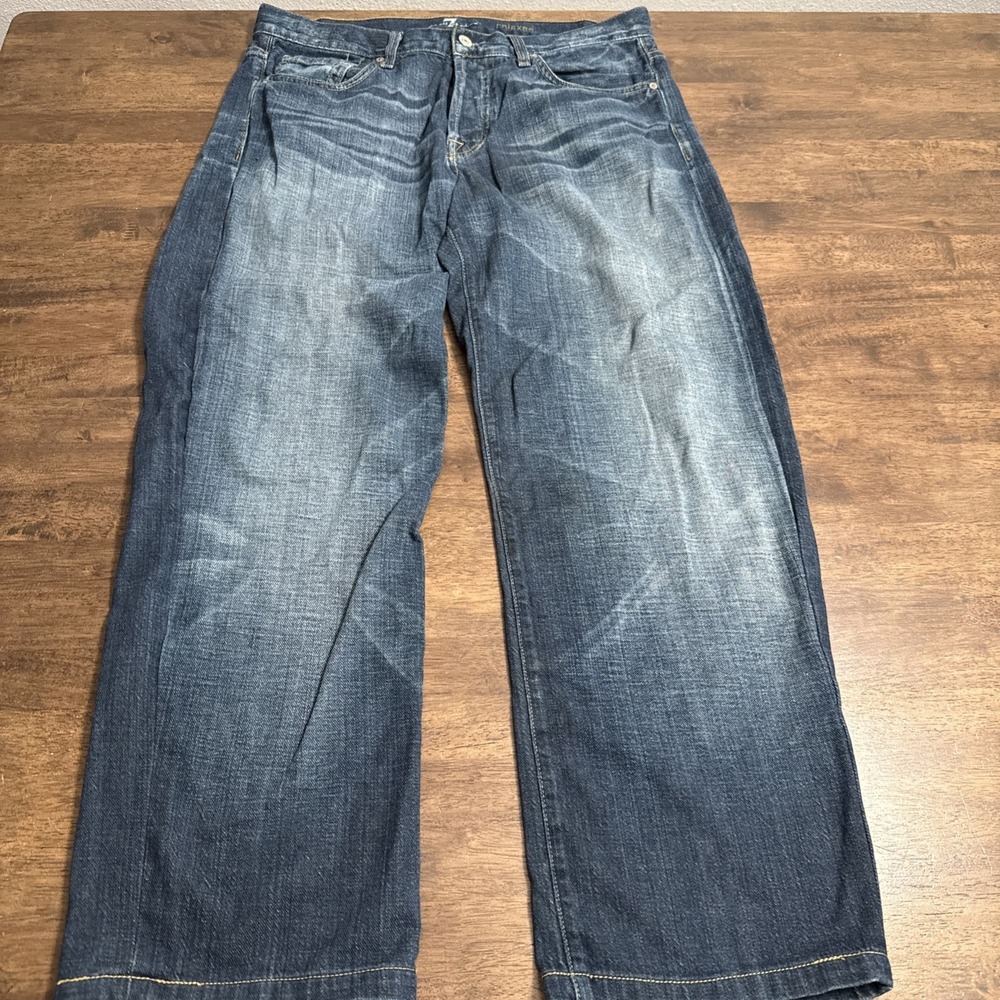7 For All Mankind Jeans Relaxed Leg Women's 33 Button‎ Fly Denim USA